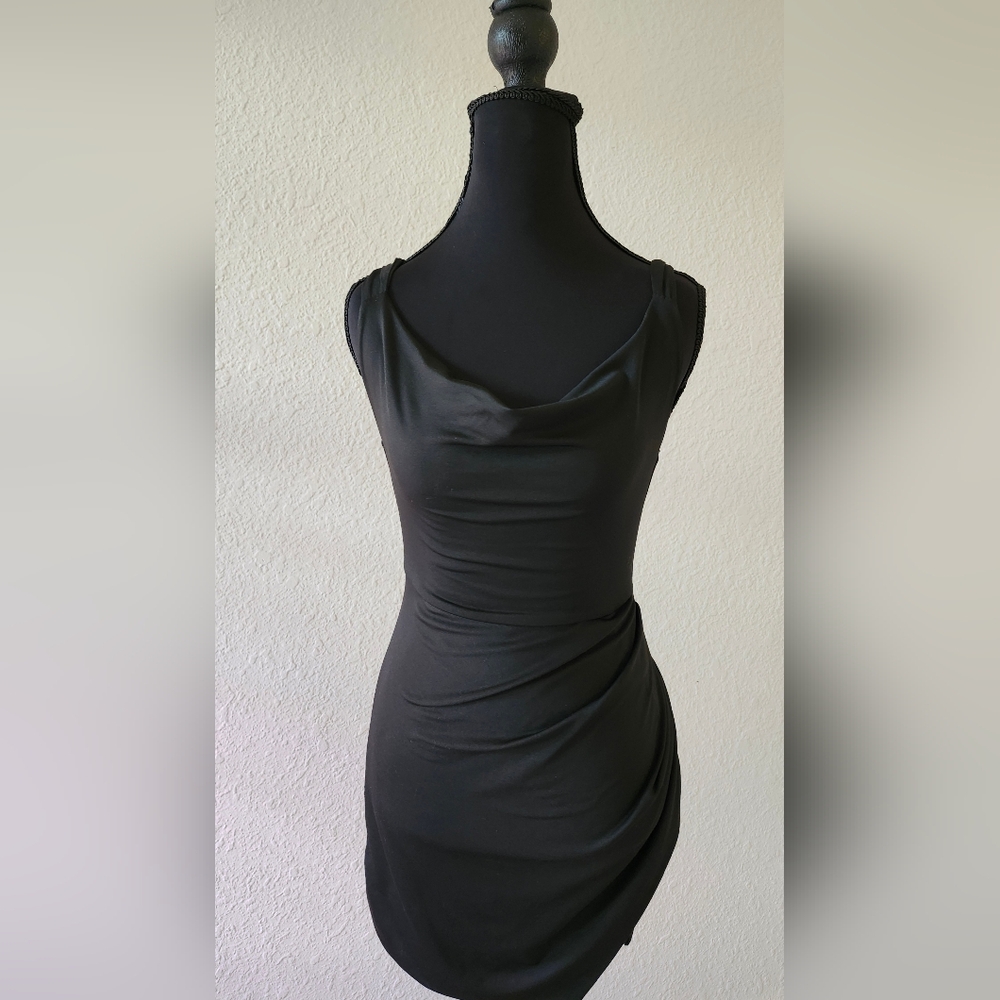 SHEIN Black Mini Dress Sleeveless Spaghetti Strap Wrap Party Cocktail XS
